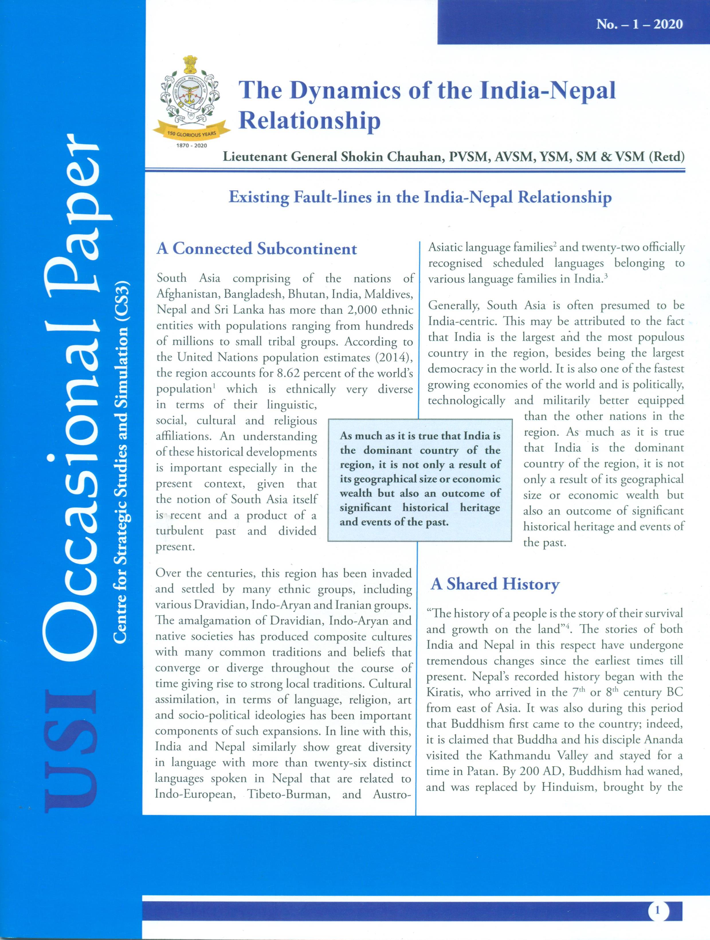 The Dynamics of the India Nepal Relationship  